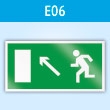 Знак E06 «Направление к эвакуационному выходу налево вверх» (пластик, 300х150 мм)